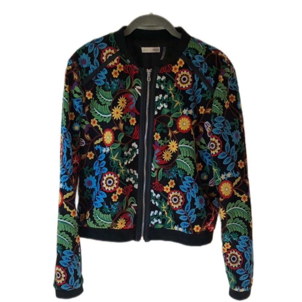 🎉HP🎉Gaby & Eden Foral Embroidered Bomber Jacket